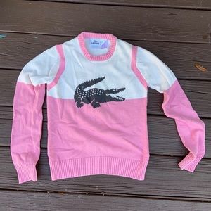 Lacoste Women’s Sweater Pink White Alligator Sz 36